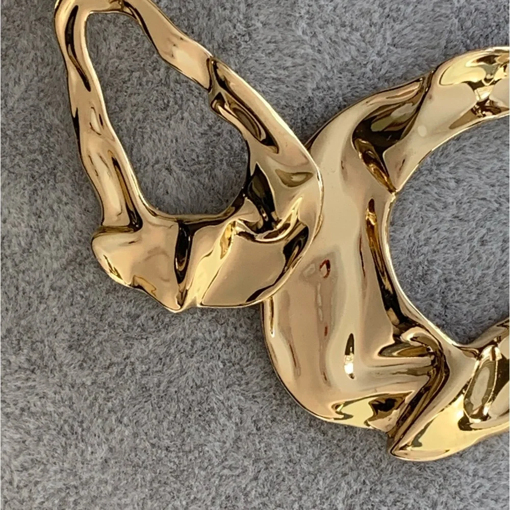 ALEXIS BITTAR • Retro Gold Collection Molten Liquid Crumpled Link Necklace